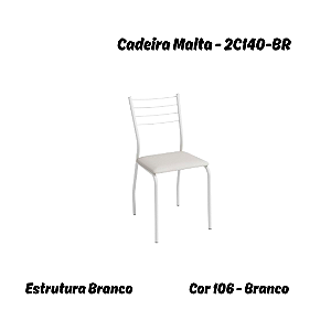 Par de Cadeiras Malta - 2C140-BR - Corino Branco - Kappesberg Crome