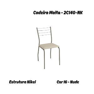 Par de Cadeiras Malta - 2C140-NK - Corino Nude - Kappesberg Crome