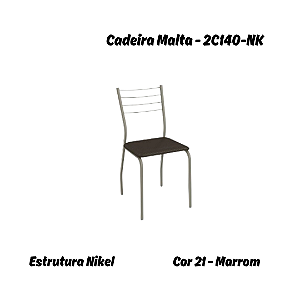Par de Cadeiras Malta - 2C140-NK - Corino Marrom - Kappesberg Crome