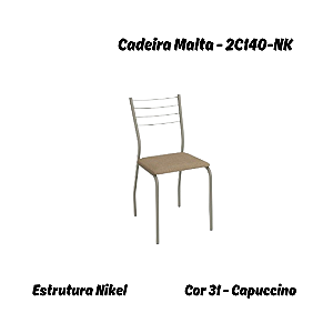 Par de Cadeiras Malta - 2C140-NK - Corino Capuccino - Kappesberg Crome