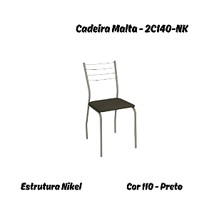 Par de Cadeiras Malta - 2C140-NK - Corino Preto - Kappesberg Crome