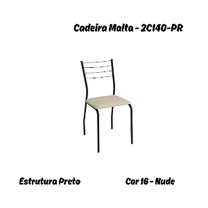 Par de Cadeiras Malta - 2C140-PR - Corino Nude - Kappesberg Crome