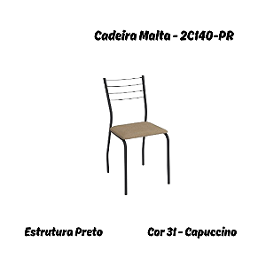 Par de Cadeiras Malta - 2C140-PR - Corino Capuccino - Kappesberg Crome