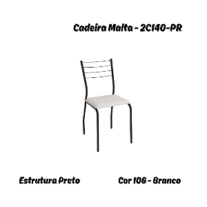 Par de Cadeiras Malta - 2C140-PR - Corino Branco - Kappesberg Crome