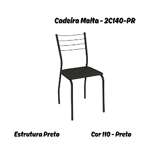 Par de Cadeiras Malta - 2C140-PR - Corino Preto - Kappesberg Crome
