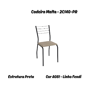 Par de Cadeiras Malta - 2C140-PR - Linho Fendi - Kappesberg Crome