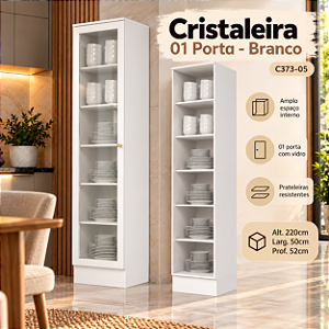 Cristaleira 01 Porta 100% MDF - C373-05 - Branco - Linha Americana - Móveis Henn