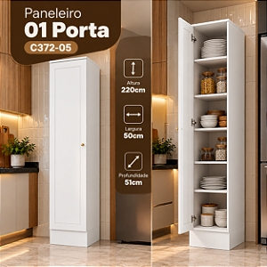 Paneleiro 01 Porta 100% MDF - C372-05 - Branco - Linha Americana - Móveis Henn