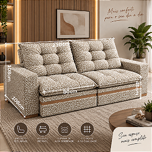 Sofá Retratil e Reclinável Tucson 230cm - Estofados Rincão