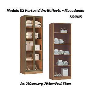 Módulo 02 Portas c/ Vidro Reflecta Requinte - 7220M1V2 - Macadamia - Moveis Castro