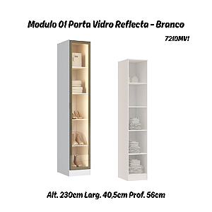 Módulo 01 Porta c/ Vidro Reflecta Requinte - 7210MV1 - Branco - Móveis Castro