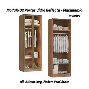 Módulo 02 Portas c/ Vidro Reflecta Requinte - 7220MV2 - Macadamia - Moveis Castro
