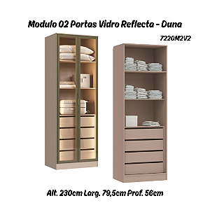 Módulo 02 Portas c/ Vidro Reflecta Requinte - 7220M2V2 - Duna - Moveis Castro