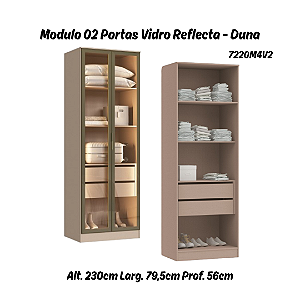 Módulo 02 Portas c/ Vidro Reflecta Requinte - 7220M4V2 - Duna - Moveis Castro