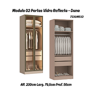Módulo 02 Portas c/ Vidro Reflecta Requinte - 7220M5V2 - Duna - Moveis Castro