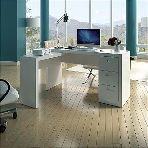 Escrivaninha c/ Mesa de Apoio e Gavetas - ME4101 - Branco - Tecno Mobili