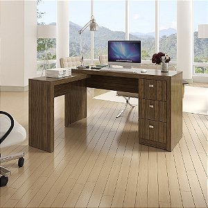 Escrivaninha c/ Mesa de Apoio e Gavetas - ME4101 - Nogal - Tecno Mobili