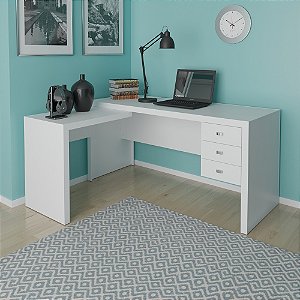 Mesa Escrivaninha de Canto c/ Gavetas - ME4106 - Branco - Tecno Mobili