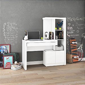 Mesa Escrivaninha Estante - ME4143 - Branco - Tecno Mobili