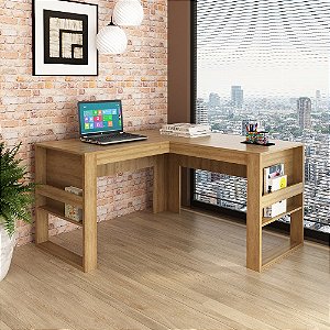 Mesa Escrivaninha de Canto - ME4145 - Amendoa - Tecno Mobili