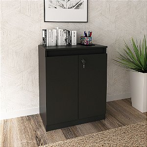 Balcão de Escritorio 02 Portas - ME4149 - Preto - Tecno Mobili