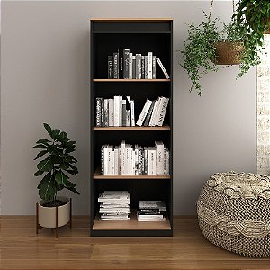 Estante Multiuso Livreiro - ME4150 - Amendoa/Preto - Tecno Mobili