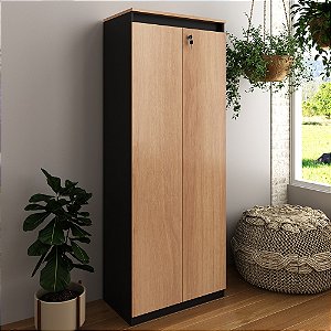 Armário Multiuso p/ Escritório - ME4151 - Amendoa/Preto - Tecno Mobili