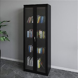 Estante 02 Portas c/ Vidro - ME4189 - Preto - Tecno Mobili