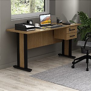 Mesa Escrivaninha c/ Gaveta - ME4193 - Amendoa/Preto - Tecno Mobili