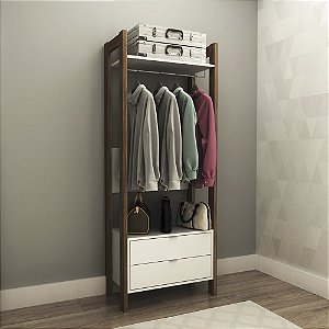Armário Closet c/ Gaveta - AZ1011 - Nogal/Branco - Tecno Mobili