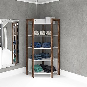 Armario Canto Closet - AZ1020 - Nogal/Branco - Tecno Mobili
