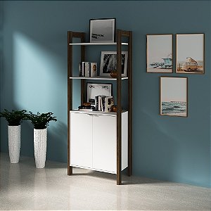 Armário Multiuso c/ Porta - AZ1009 - Nogal/Branco - Tecno Mobili