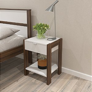 Mesa Cabeceira - AZ1016 - Nogal/Branco - Tecno Mobili