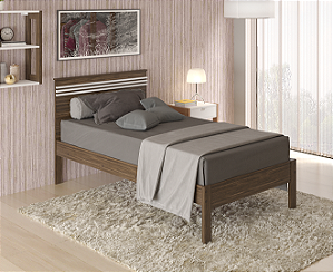 Cama de Solteiro - CM8010 - Nogal - Tecno Mobili