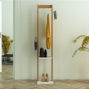 Cabideiro de Chão - AZ1019 - Amendoa/Branco - Tecno Mobili