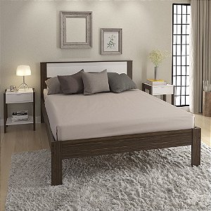 Cama de Casal - CM8005 - Nogal/Branco - Tecno Mobili
