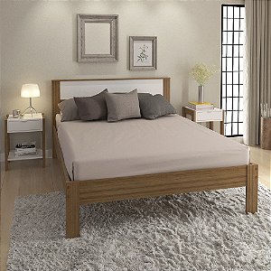 Cama de Casal - CM8005 - Amendoa/Branco - Tecno Mobili