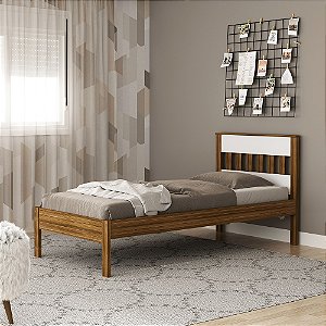 Cama de Solteiro - CM8006 - Nogal/Branco - Tecno Mobili