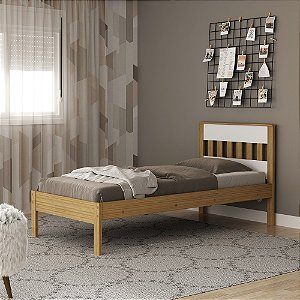 Cama de Solteiro - CM8006 - Amendoa/Branco - Tecno Mobili