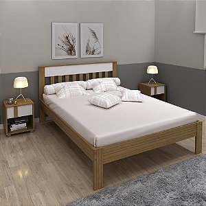 Cama de Casal - CM8007 - Amendoa/Branco - Tecno Mobili