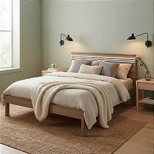 Cama de Casal - CM8009 - Amendoa/Branco - Tecno Mobili