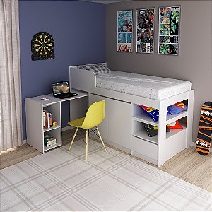 Cama Multifuncional Solteiro - CM8021 - Branco - Tecno Mobili