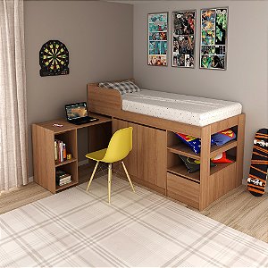 Cama Multifuncional Solteiro - CM8021 - Amendoa - Tecno Mobili