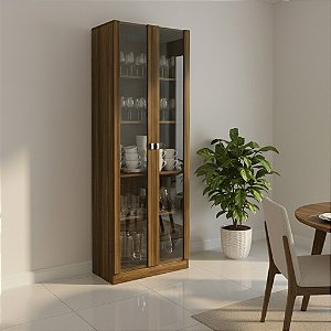 Cristaleira 02 Portas - CR6003 - Nogal - Tecno Mobili