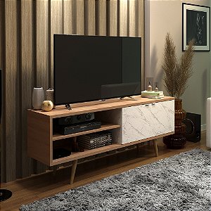 Rack com 01 Porta - R1482 - Amendoa/Marmore - Tecno Mobili