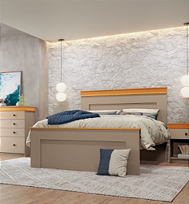 Cama de Casal England - Corda/Freijo - Moveis Primavera