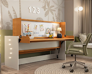 Cama de Solteiro Articulada First - Branco/Freijo - Móveis Primavera