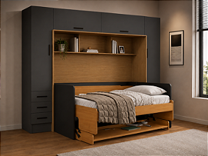 Conjunto Cama First + Combo 4 - Onix/Freijo - Móveis Primavera