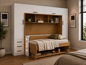 Conjunto Cama First + Combo 3 - Branco/Freijo - Móveis Primavera