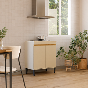 Balcão para Cooktop Vita - Ref. VIT18-142 - Off White/Carvalho - Primavera
